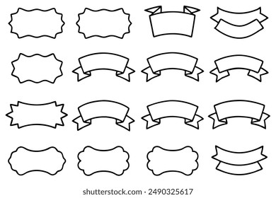 Ribbon Label Line Art Design Illustration Stylish Modern Artwork