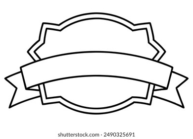 Ribbon Label Line Art Design Illustration Stylish Artistic Artwork