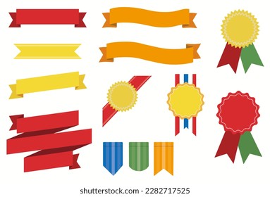 Ribbon label and medal illustration