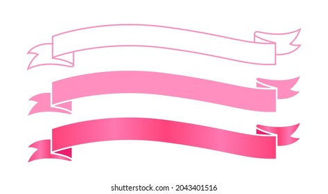 ribbon label pink for decoration banner, ribbon sticker frame for tag label decorative, ribbon badge sign set, vector