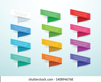 Ribbon Labels 3d Set of 12 Colors Vector