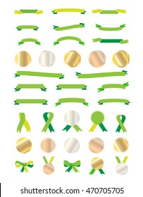 ribbon and labels icon 2016 ribbons sign logo bow tie green gold set of olympic award vector