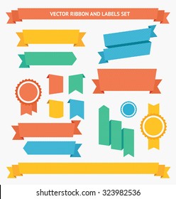 Ribbon and Labels Set. Flat Design. Vector illustration