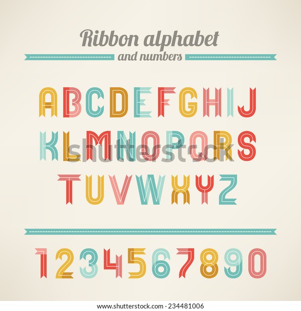 Ribbon Latin Alphabet Numbers B C Stock Vector Royalty Free