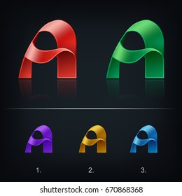 Ribbon letter A emblem logo template, Vector illustration