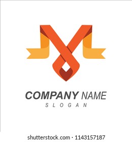 ribbon letter m logo