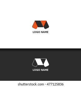 Ribbon letter M lowercase flat logo design template