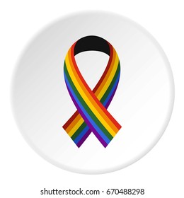 Ribbon LGBT icon in flat circle isolated vector illustration for web