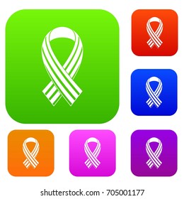 Ribbon LGBT set icon in different colors isolated vector illustration. Premium collection