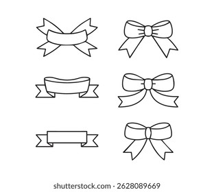 Ribbon Line Art Vector Set 