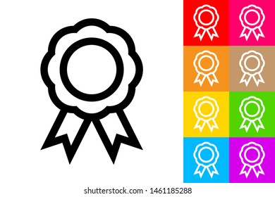 Ribbon. Line Icon With Different Color Background.