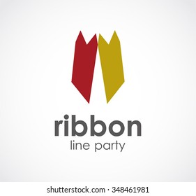 Ribbon line of party abstract vector and logo design or template celebration art business icon of company identity symbol concept