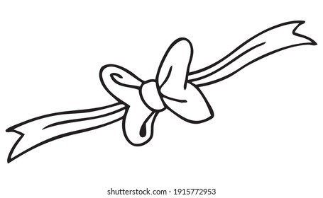 Ribbon line vector illustration,
isolated on white background.top view