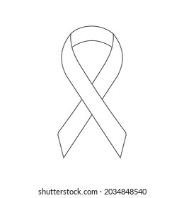 Ribbon Linear Icon On A White Background. Thin Black Line Customizable Illustration. International Symbol Of Organizations Supporting The Breast Cancer Program. Vector. 