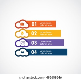 Ribbon list flat banner of infographics elements for business strategy vector design.