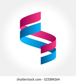 Ribbon logo, Abstract shape vector illustration design