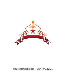 ribbon logo culture illustration crown design abstract vector batik line