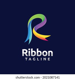 Ribbon logo with letter R concept