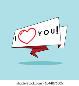 Ribbon I love you with Love Red