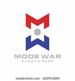 Ribbon M W Sharp Initial Logo