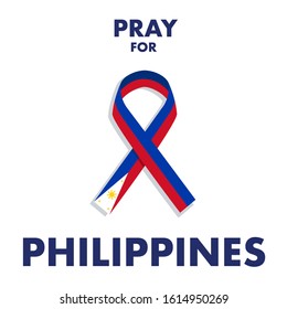 A ribbon made from Philippines flag colour. A messages of support to Philippines Taal Volcano.