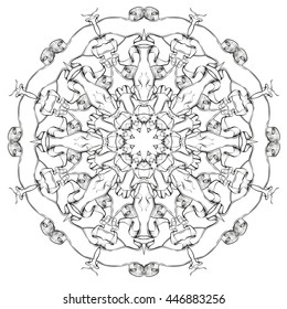 ribbon, Mandala, circular pattern,coloring books for children and adults,handmade, vector illustration