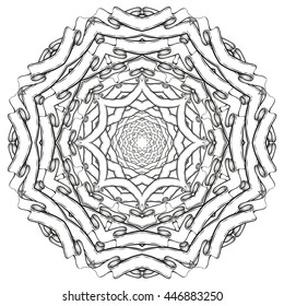ribbon, Mandala, circular pattern,handmade,coloring books for children and adults, vector illustration