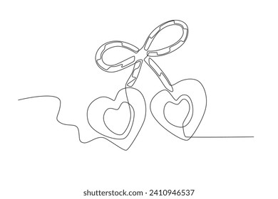 A ribbon Martisor for love. Martisor one-line drawing