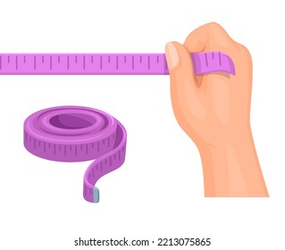 Ribbon measure pink sewing tailor tool object illustration vector