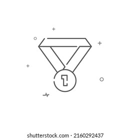 Ribbon medal, achievement simple vector line icon. Symbol, pictogram, sign isolated on white background. Editable stroke. Adjust line weight.