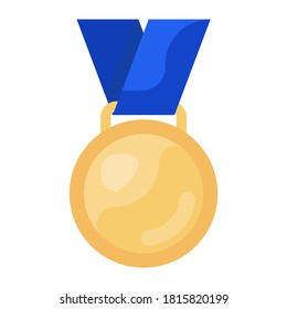 A ribbon medal vector in flat icon style 