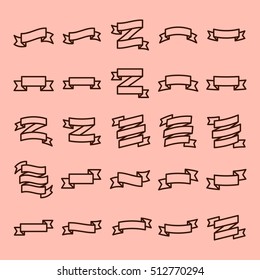 Ribbon minimal line icon set