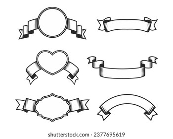 Ribbon monochrome set vector collection	