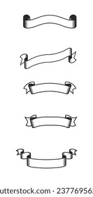 Ribbon monochrome set vector collection	