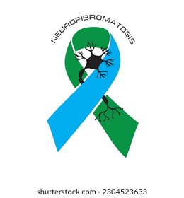 Ribbon for Neurofibromatosis Awareness - genetic diseases that cause the formation of tumors in the nervous tissue