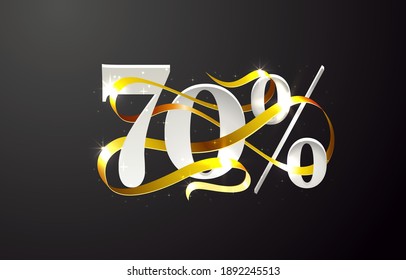 Ribbon off 70 sale discount, limited offer. Vector illustration