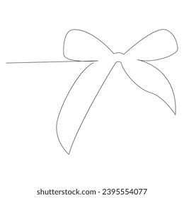 Ribbon one line continuous outline vector art drawing and simple minimalist design