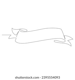 Ribbon one line continuous outline vector art drawing and simple minimalist design