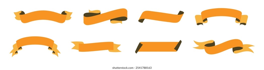 ribbon orange set vector design isolated white background