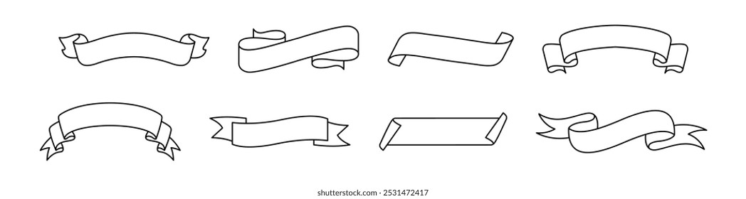 Diseño de Vector de conjunto de contorno de cinta aislado fondo blanco