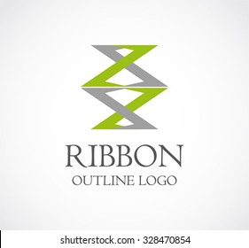 Ribbon outline of triangle abstract vector and logo design or template professional business icon of corporate identity symbol concept