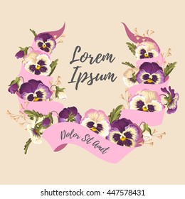 Ribbon and pansies