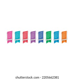 ribbon, paper infographic template. eight step informational template. annual report, magazine, business, web, internet infographic template