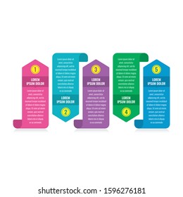 ribbon, paper, ribbon infographic template. presentation, catalog, annual report, business, web information template. infographic template with five options arrow and curly