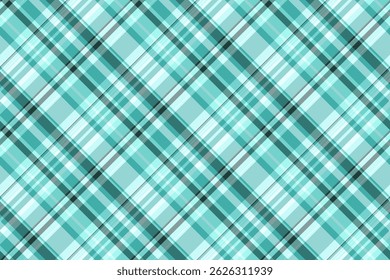 Padrão de fita xadrez tartan, tecido de fundo vetor de tom. Eps textura de verificação de tecido sem costura em paleta de cores azul-petróleo e luz.