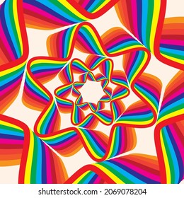 ribbon pattern symmetric and geometric colorful lines abstract background, lined star shapes.