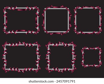 Ribbon and pearl frame illustration
