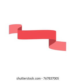 Ribbon pink award sign. Wavy emblem modern symbol of reward. Blank sticker labeling. Elegant form of the logo for sale. Colorful template for label, band, wrapping. Design element. Vector illustration