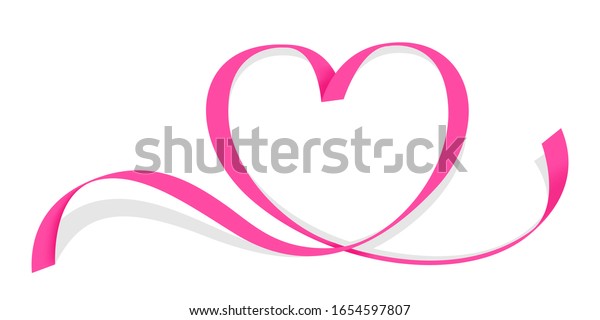 Ribbon Pink Heart Shape Isolated On Stock Vector (Royalty Free ...