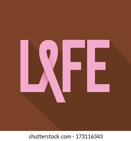 ribbon pink over brown  background vector illustration